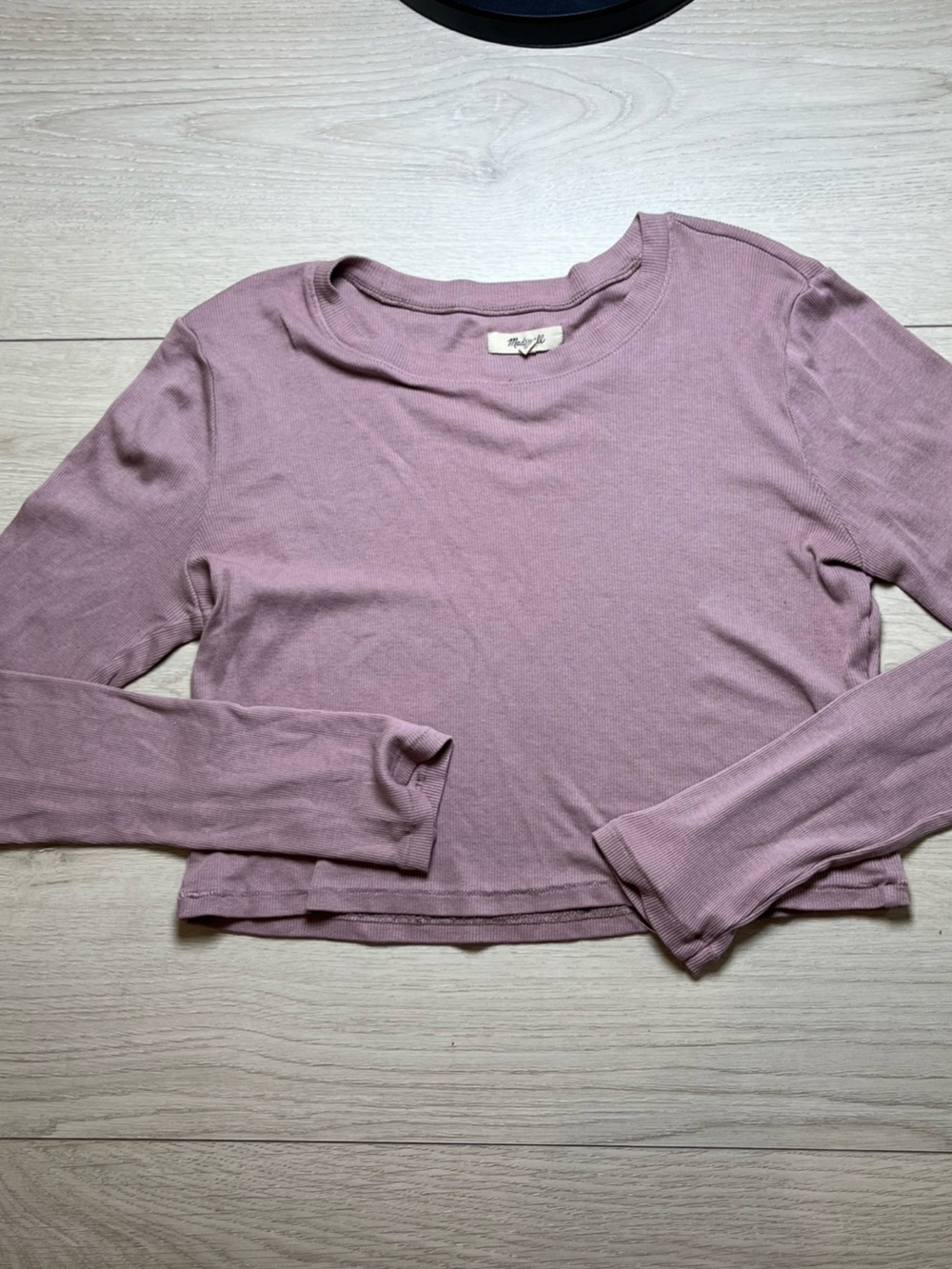 Madewell Long Sleeve Cropped Crewneck Top - Dusty Mauve large
